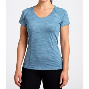 Reebok Women’s Blue Heather Short Sleeve Athletic Top Size M Medium Activewear